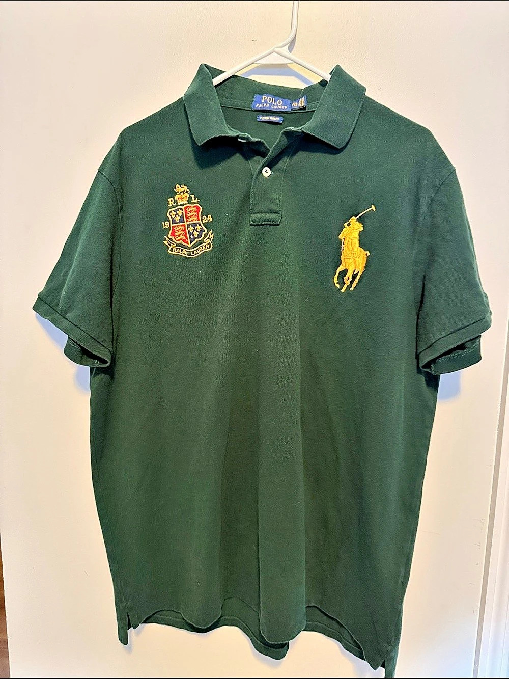 Polo Ralph Lauren Custom Slim Fit Men's Polo Green & Gold XXL